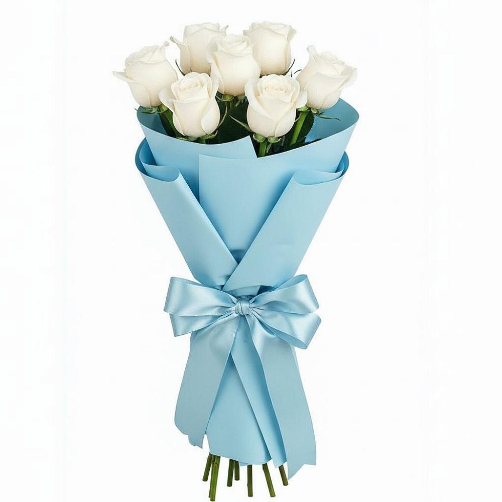 Букет 7 белых роз Проуд в Кипень