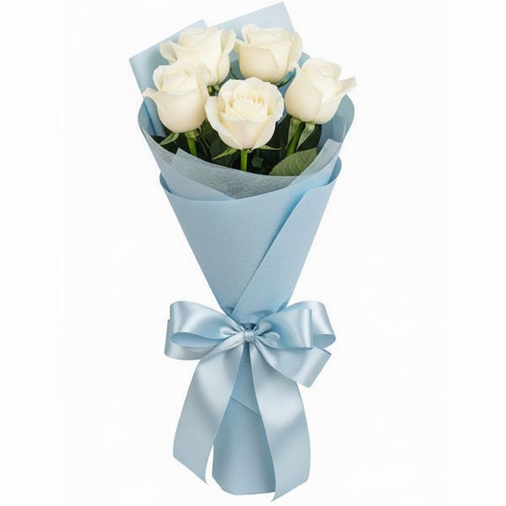 Букет 5 Белых роз Проуд в Кипень