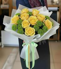 Букет цветов из:  Хризантемы и Розы #REPLACE_PRED# Кипень