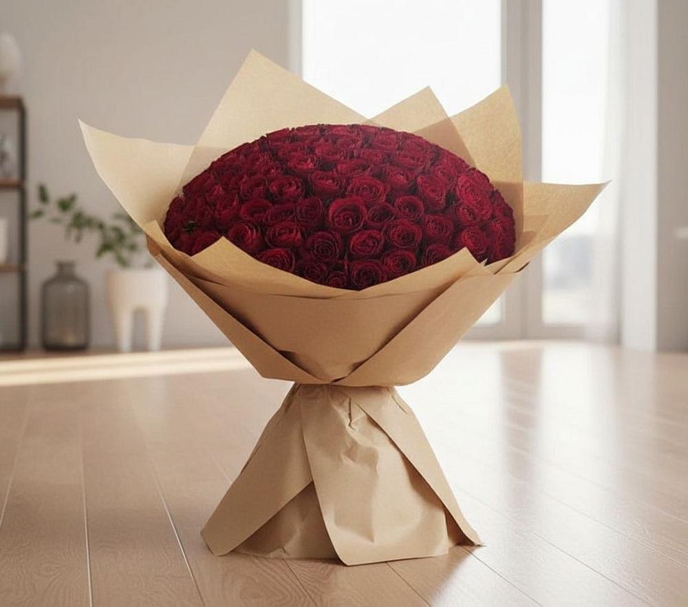 Букет 101 Красная роза в Кипень