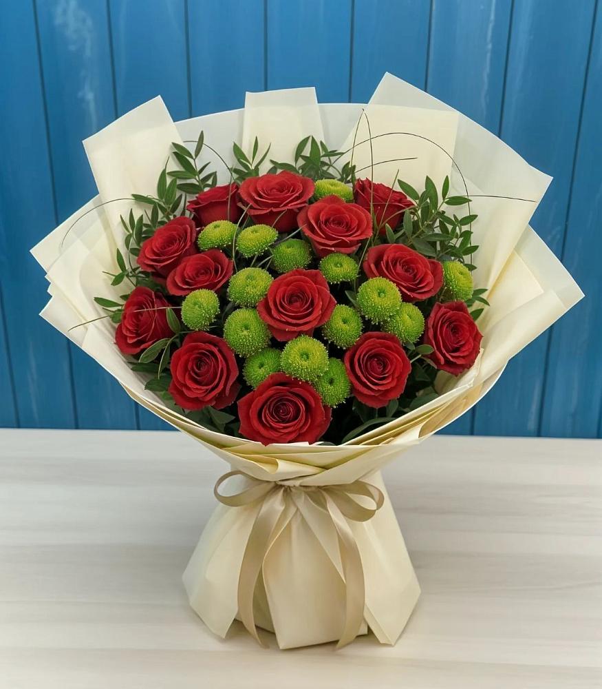 Букет цветов из: Розы и Хризантемы в Кипень